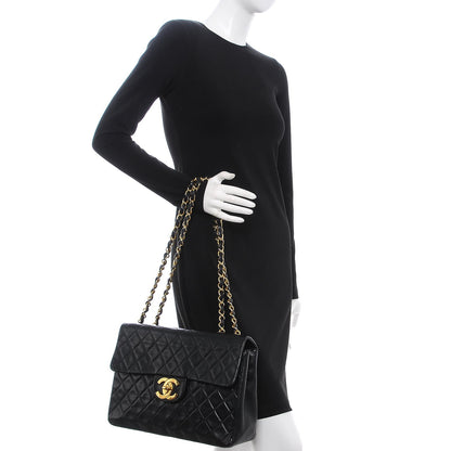 Chanel Lambskin Quilted XL Jumbo Single Flap Black 2 of 14