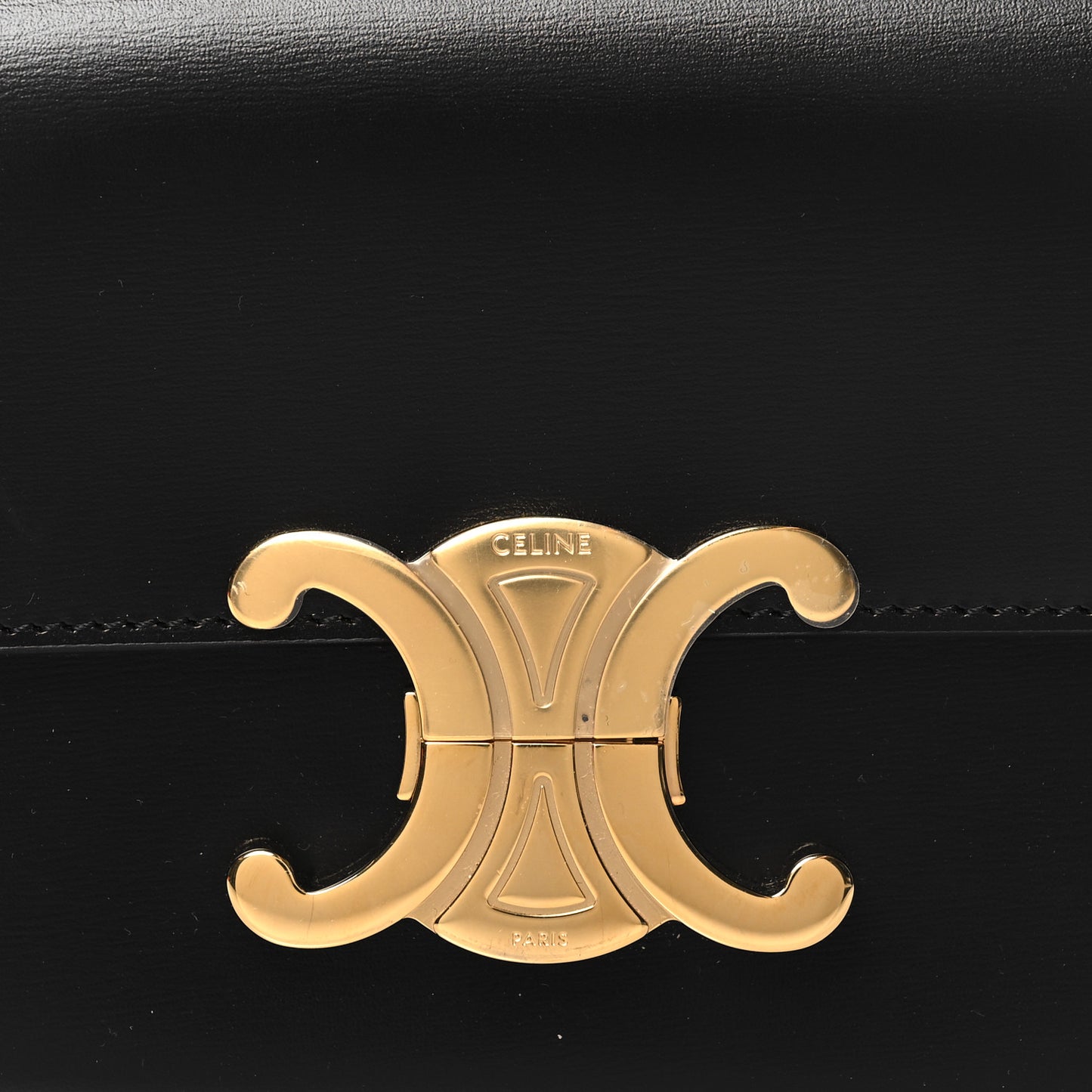 Shiny Calfskin Triomphe Shoulder Bag Black