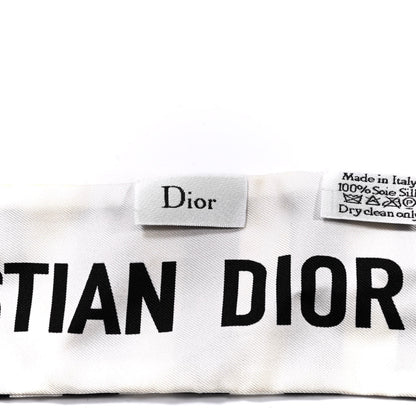 Christian Dior Silk Striped Mitzah Scarf White Black 2 of 3