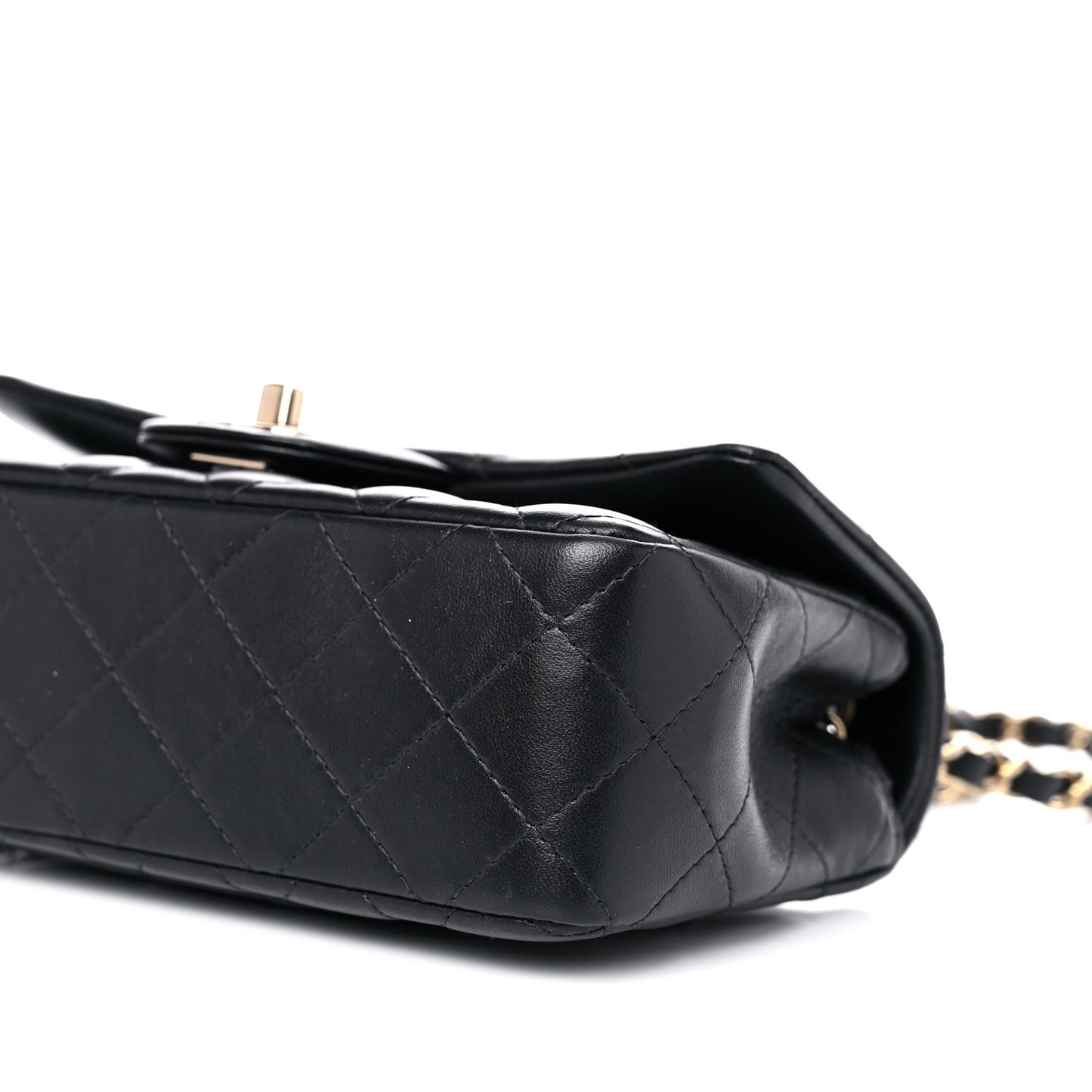 Lambskin Quilted Mini Rectangular Flap Black