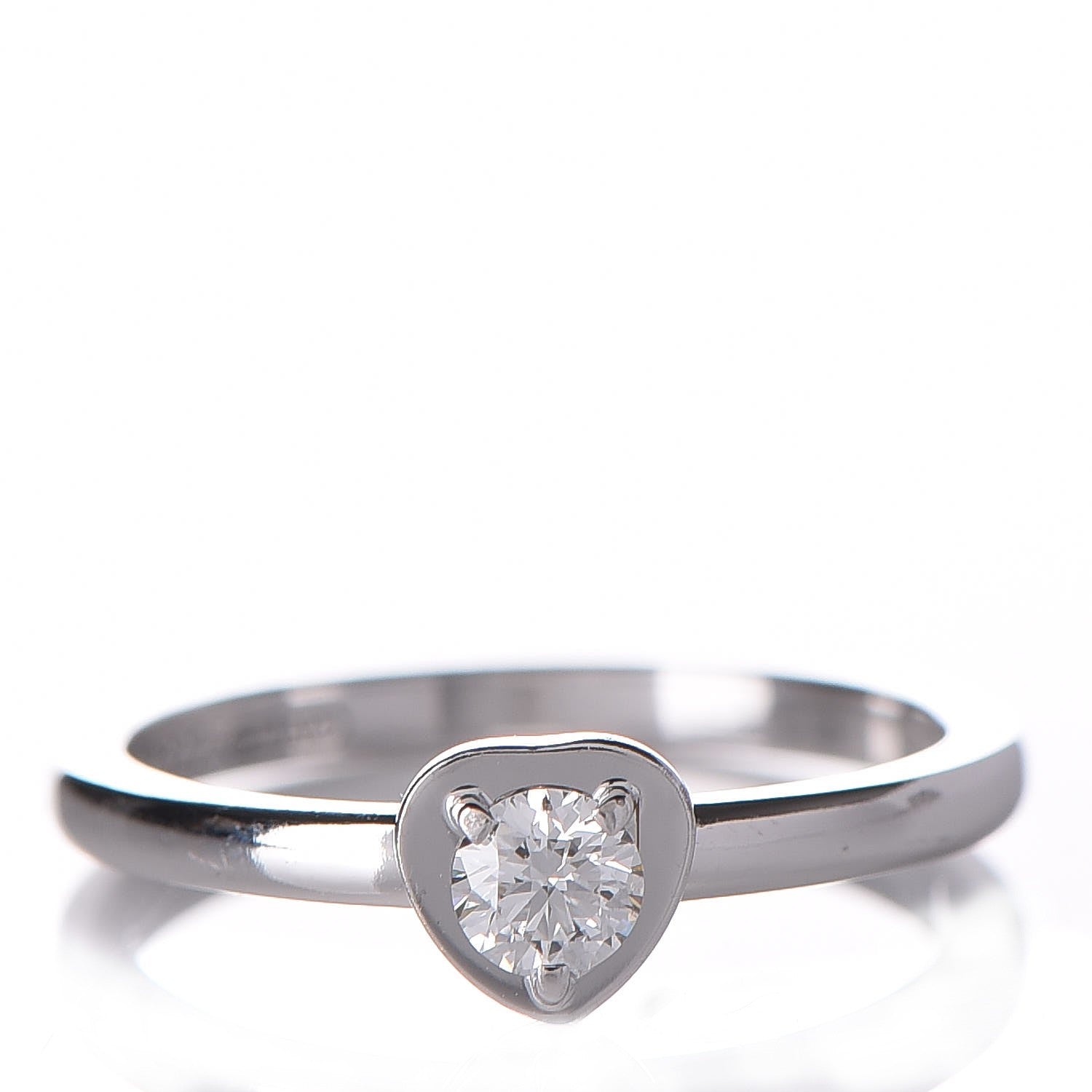 Cartier 18K White Gold Diamond D'Amour Heart Ring 48 4.5 1 of 6