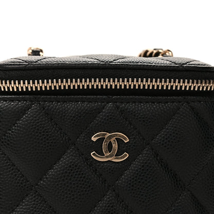 Chanel Caviar Quilted Mini Vanity Case With Chain  Black 6 of 8
