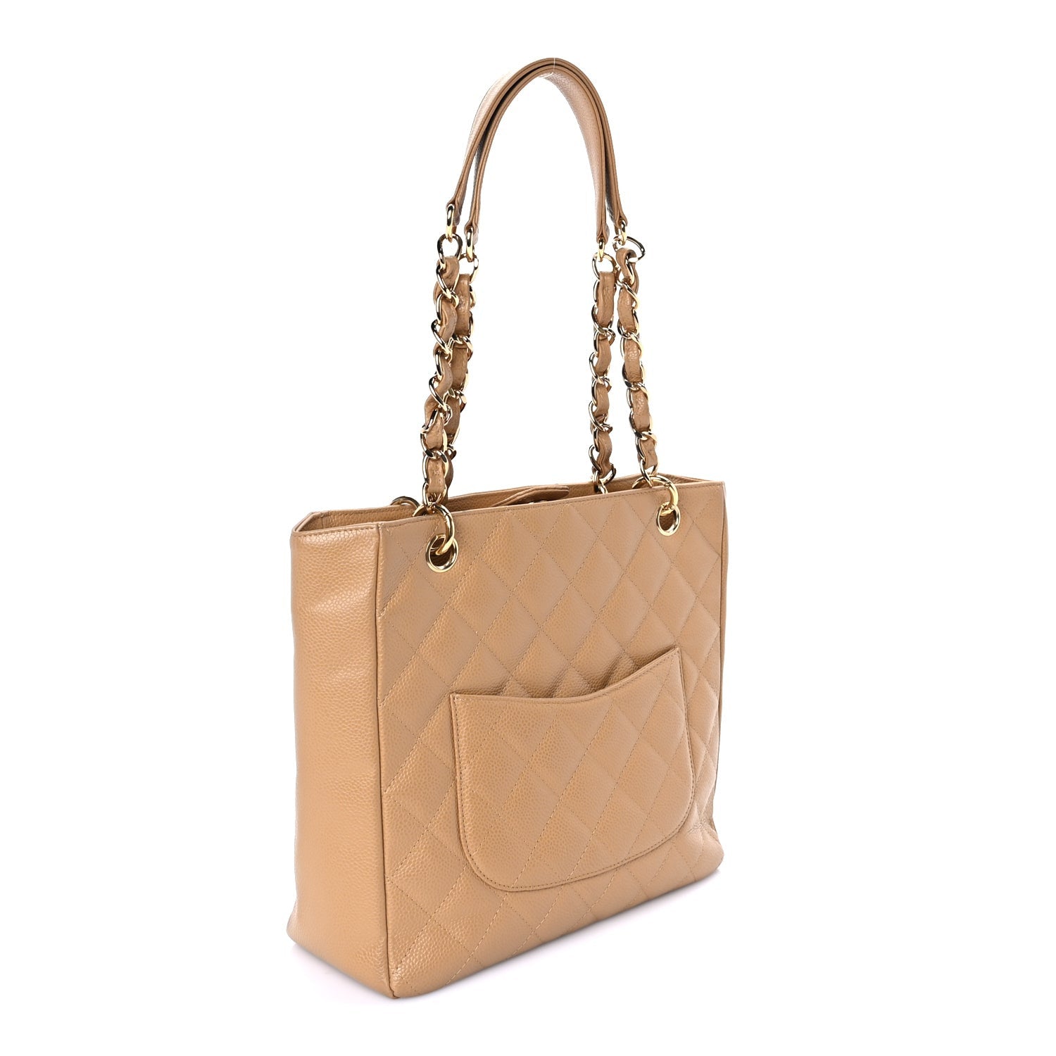 Chanel Caviar Quilted Petit Shopping Tote PST Dark Beige 2 of 7