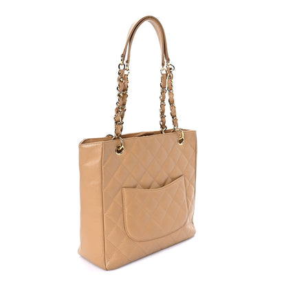 Chanel Caviar Quilted Petit Shopping Tote PST Dark Beige 2 of 7