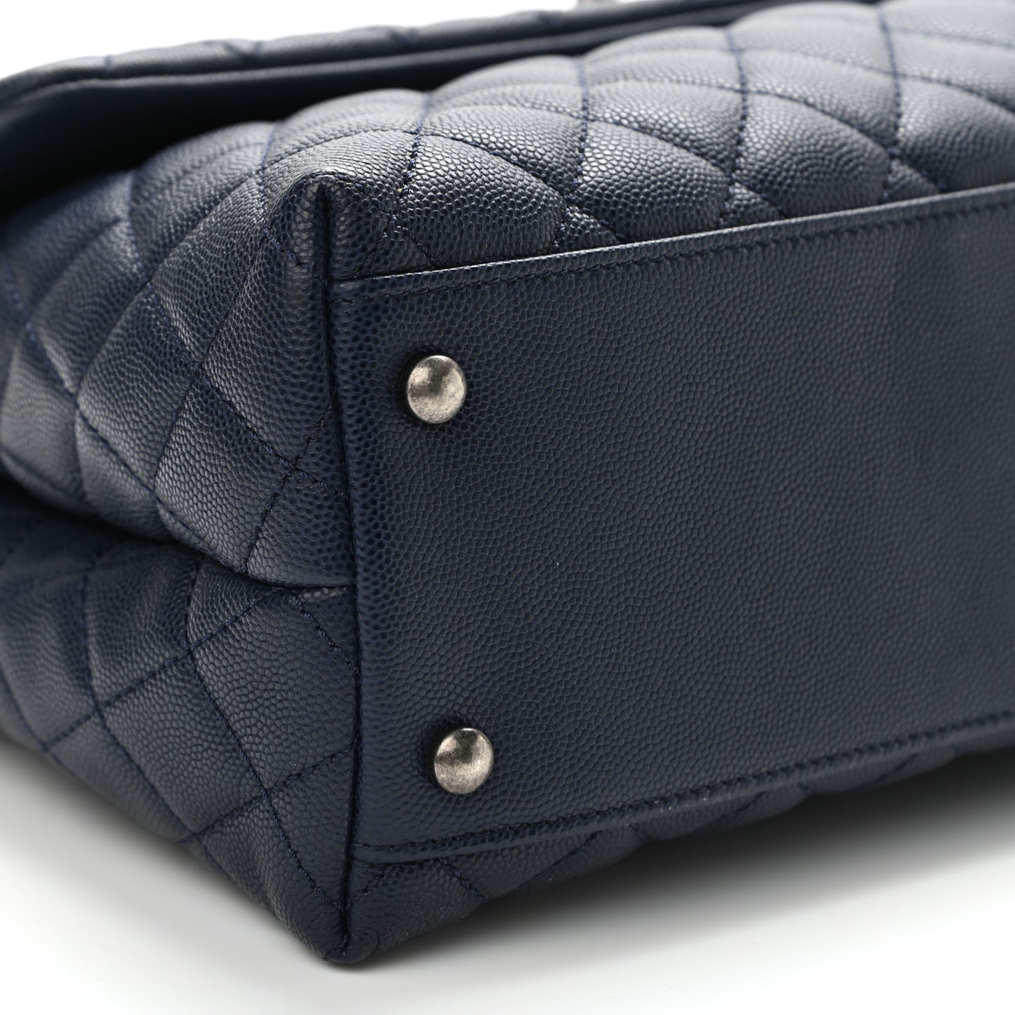 Caviar Lizard Quilted Medium Coco Handle Flap Navy