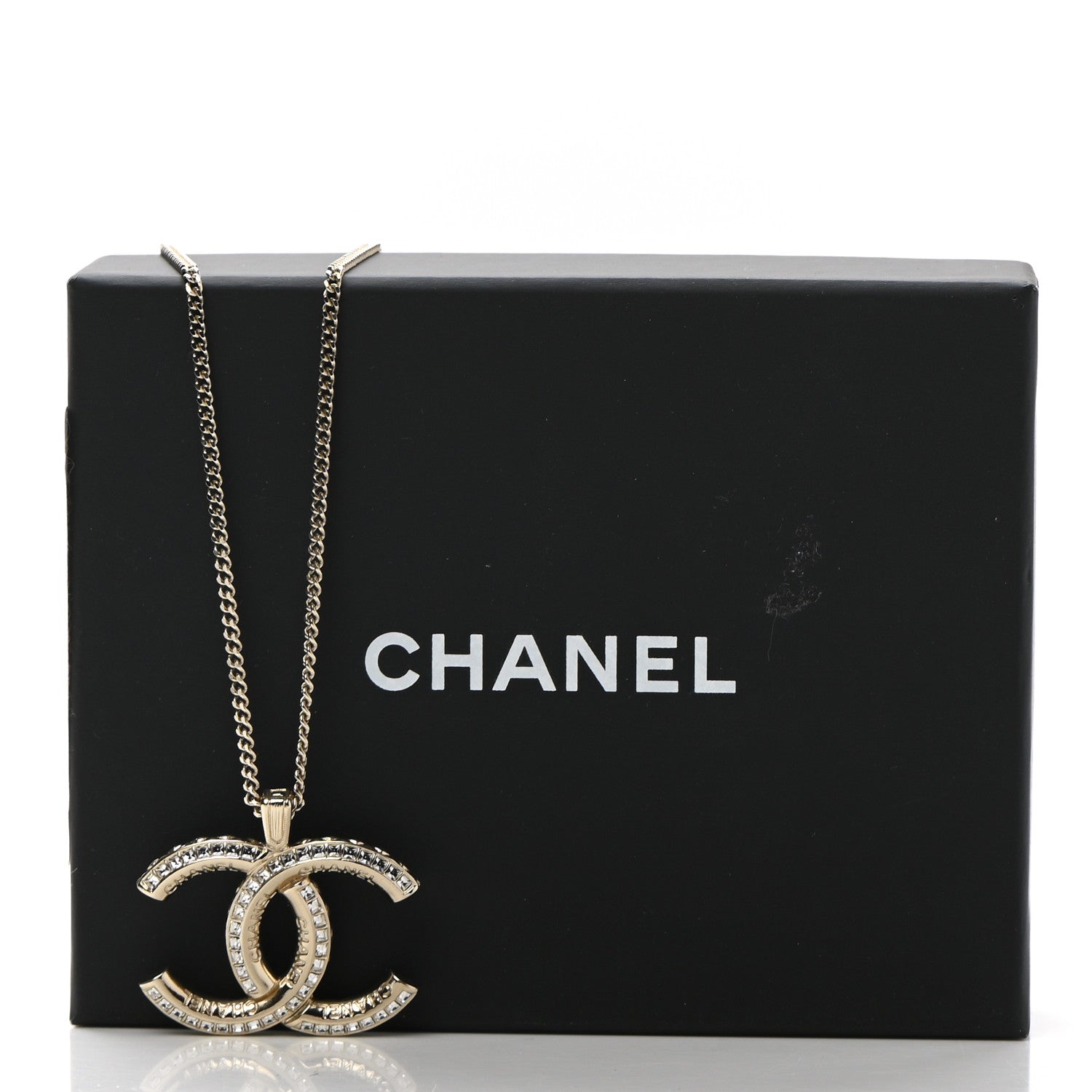 Chanel Crystal CC Pendant Necklace Gold 7 of 7