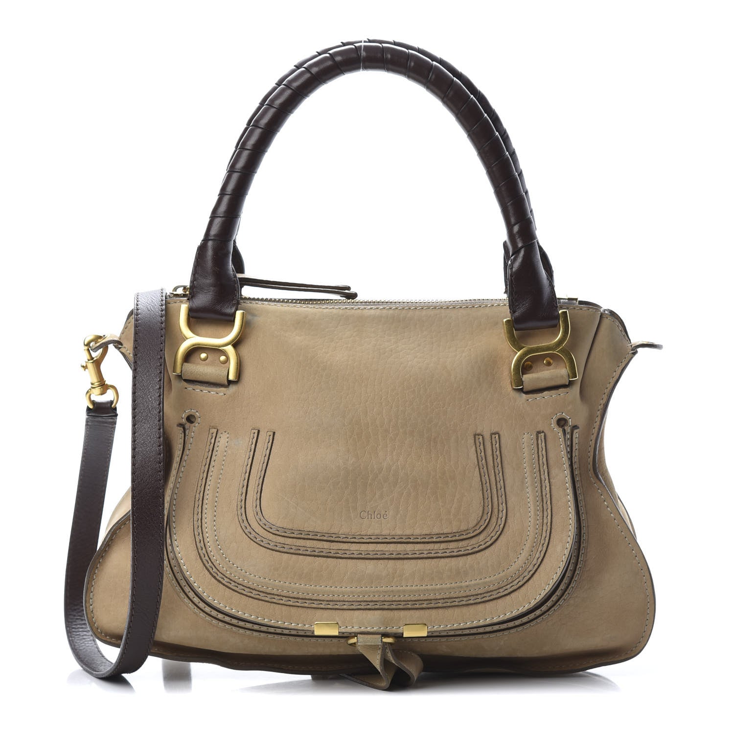 Chloe Nubuck Medium Marcie Satchel Greige 1 of 17