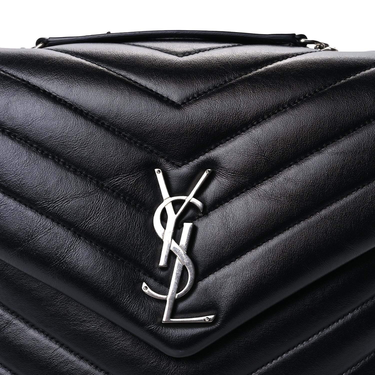 Saint Laurent Calfskin Y Quilted Monogram Medium Loulou Chain Satchel Black 6 of 8