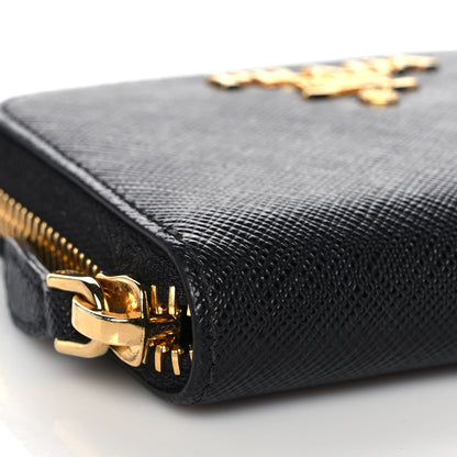 Prada Saffiano Compact Zip Around Wallet Black 7 of 8