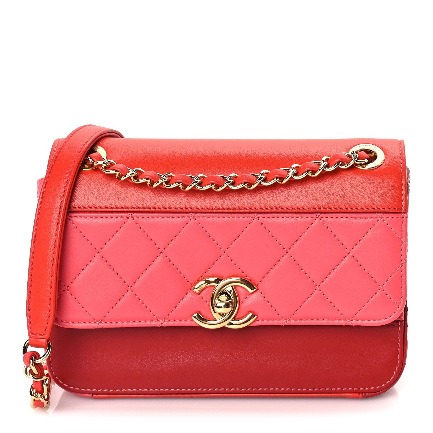 Chanel Lambskin Calfskin Quilted Shoulder Flap Bag  Red 1 of 9