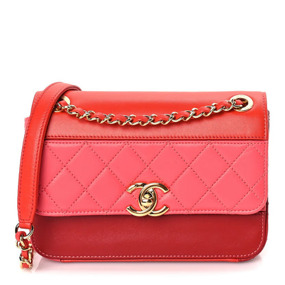 Chanel Lambskin Calfskin Quilted Shoulder Flap Bag  Red 1 of 9