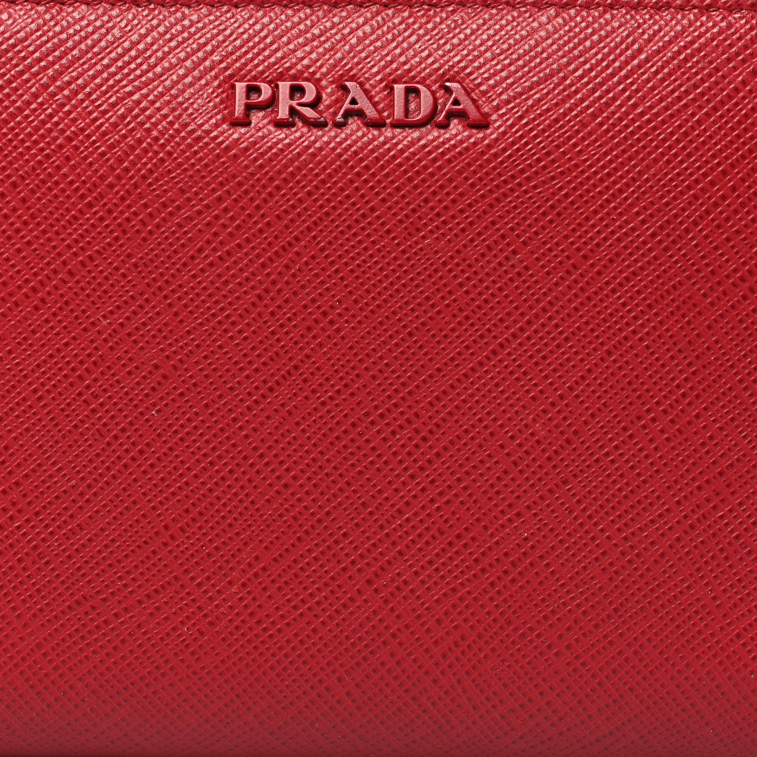Prada Saffiano Zip Top Compact Wallet Fuoco 7 of 14