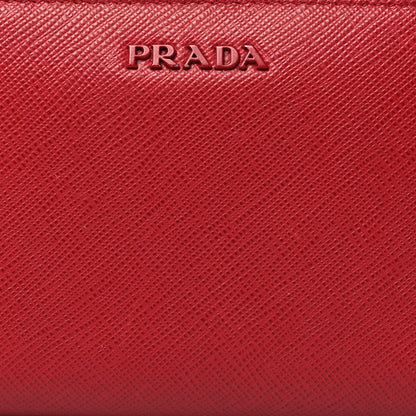 Prada Saffiano Zip Top Compact Wallet Fuoco 7 of 14
