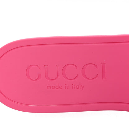 Gucci Rubber Interlocking G Womens Slide Sandals 39 Knit Rose 7 of 9