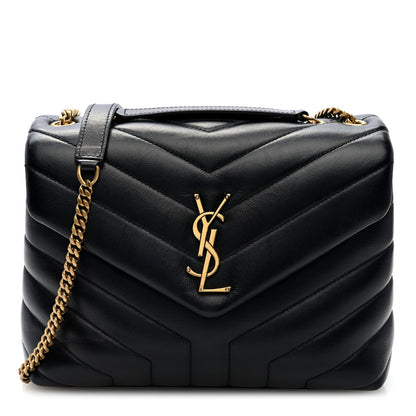 Saint Laurent Calfskin Y Quilted Monogram Small Loulou Chain Satchel Black 1 of 7