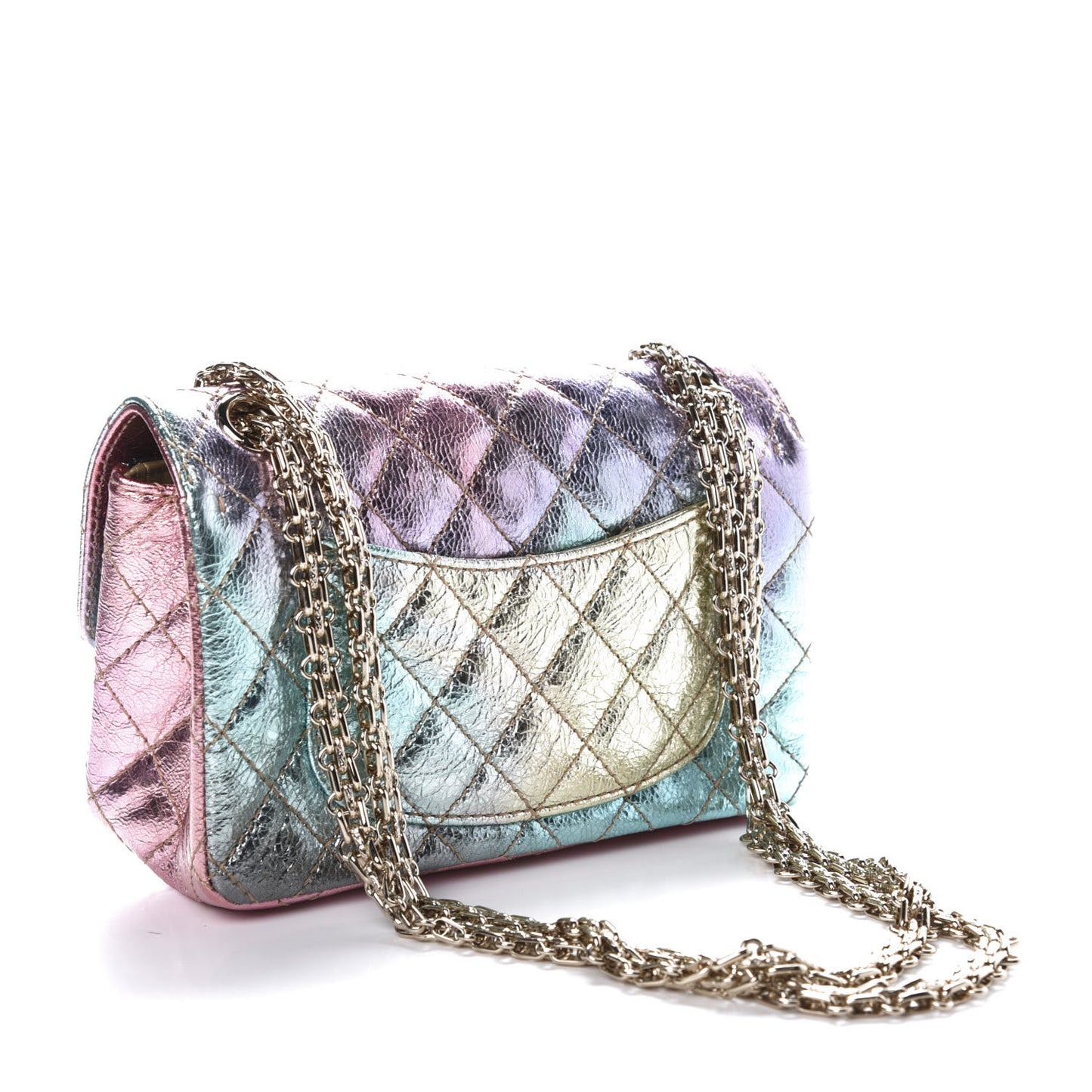 Metallic Goatskin Quilted Mini 2.55 Reissue Flap Multicolor