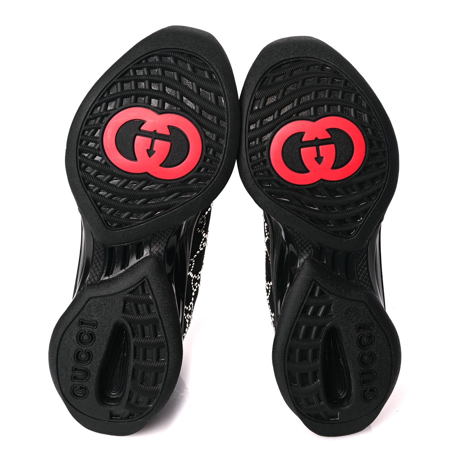 Gucci Tela Retino Mesh Crystal Suede GG Monogram Womens  Run Sneakers 36 Black Silver 6 of 8