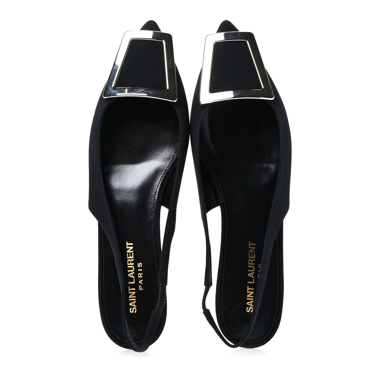 Crepe De Chine Vivi 10 Plate Slingback Flats 37 Black