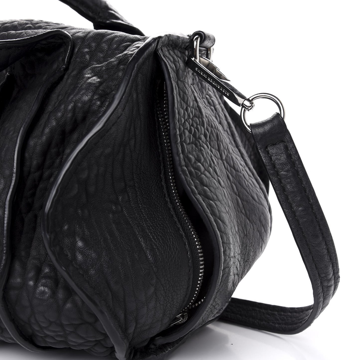 Pebbled Lambskin Inside Out Rocco Black Clear Resin Hardware