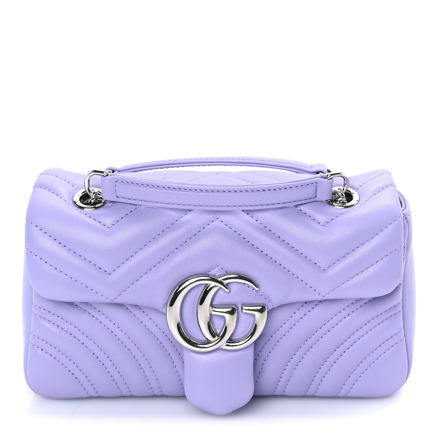 Gucci Calfskin Matelasse Small GG Marmont Shoulder Bag  Purple 1 of 7