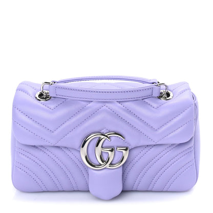 Gucci Calfskin Matelasse Small GG Marmont Shoulder Bag  Purple 1 of 7