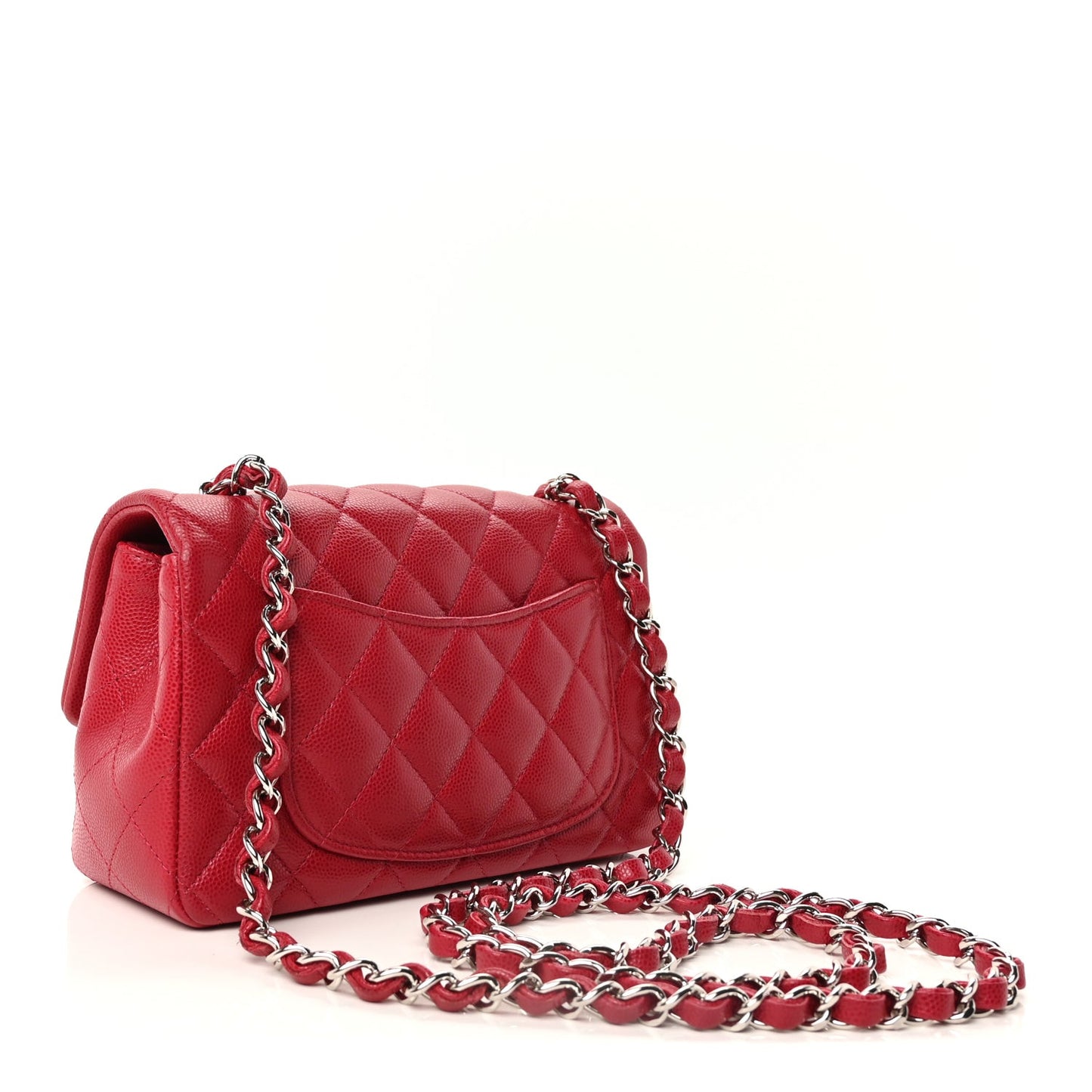 Caviar Quilted Mini Rectangular Flap  Pink