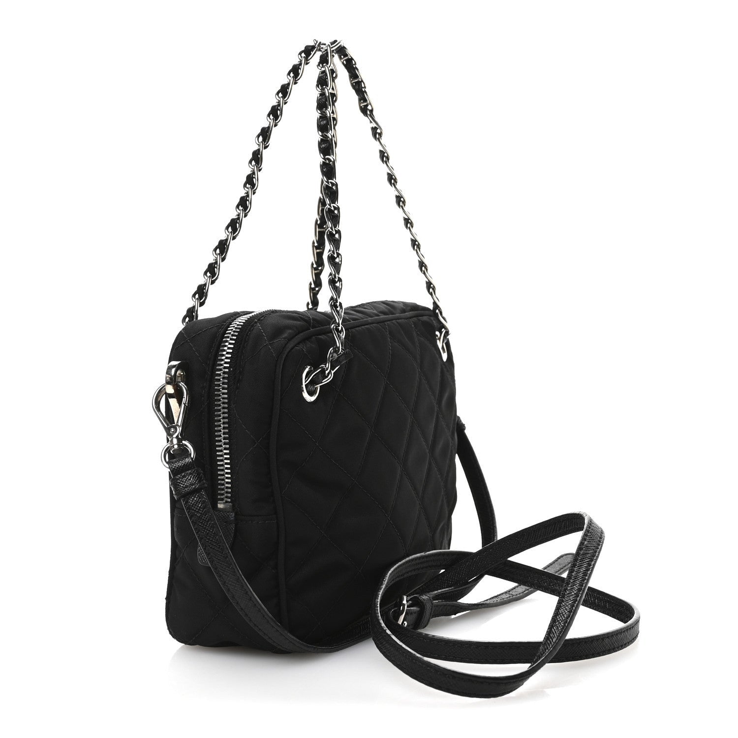 Prada Nylon Tessuto Impuntu Quilted Bandoliera Crossbody Bag Black 3 of 7