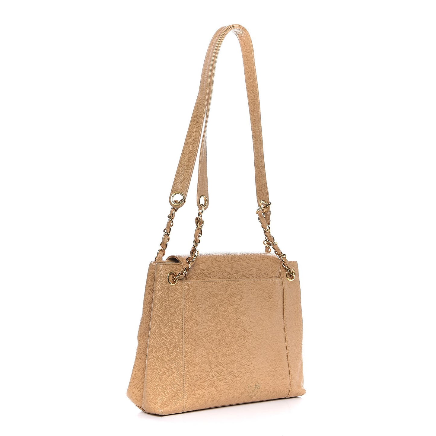 Caviar Flap Shoulder Bag Beige