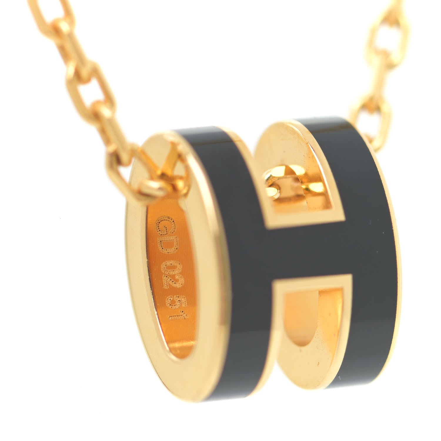 Hermes Lacquered Gold Mini Pop H Pendant Necklace Black 7 of 7