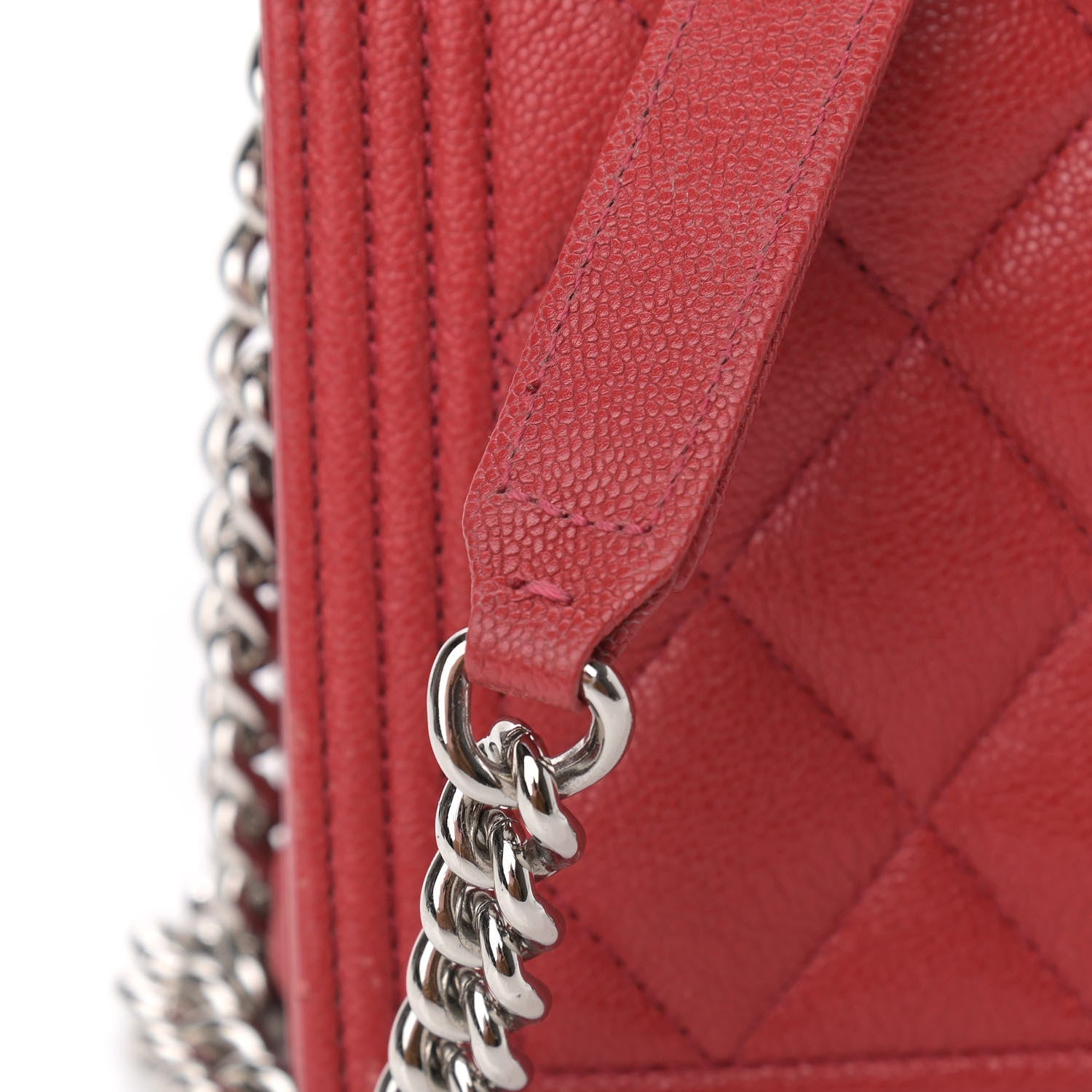 Chanel Caviar Quilted Boy Wallet On Chain WOC Red 12 of 15