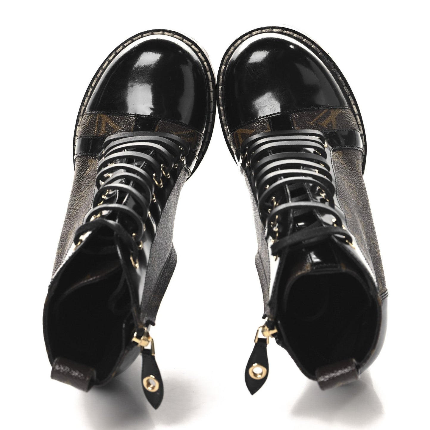 Patent Calfskin Monogram Star Trail Ankle Boots 37 Black