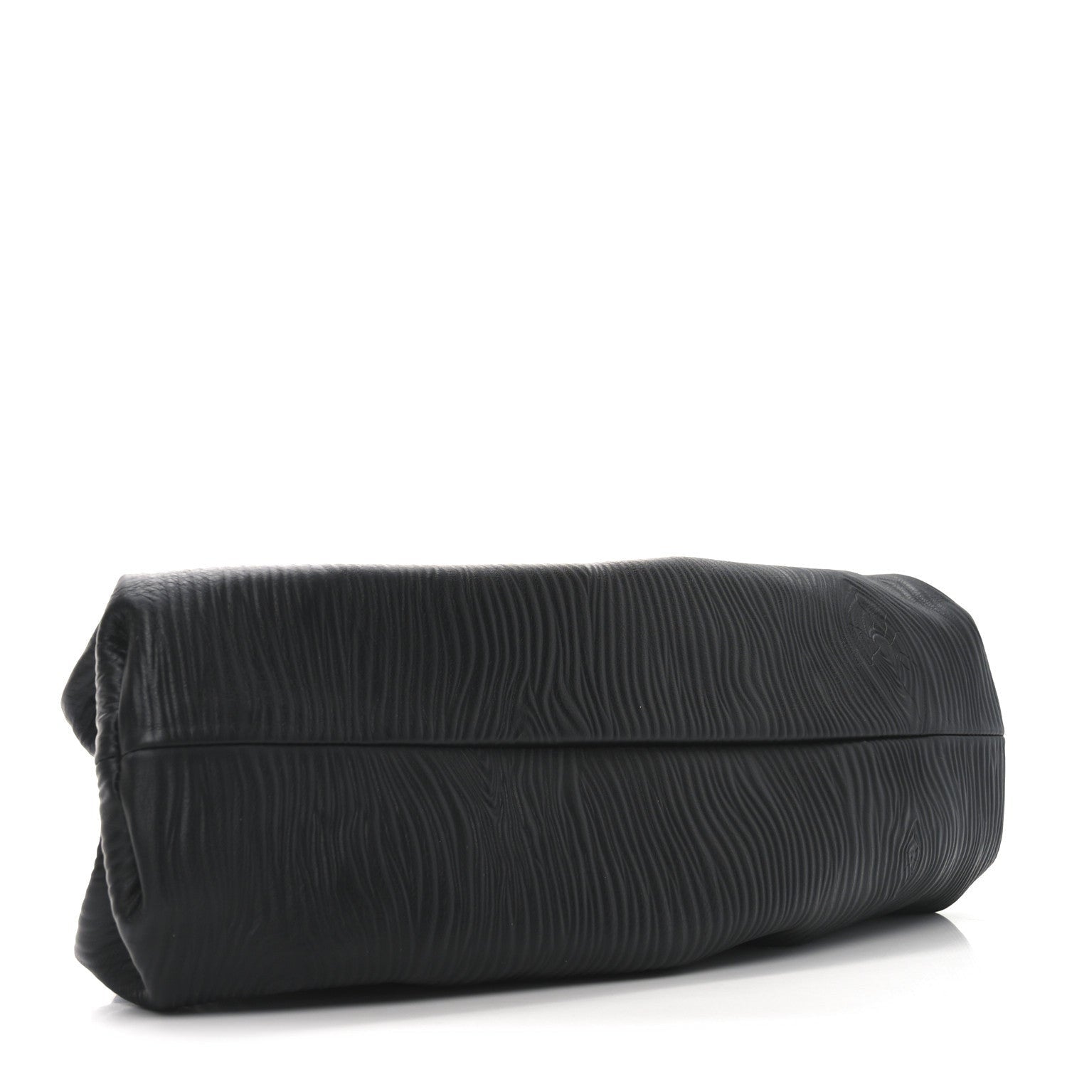 Bottega Veneta Bark Calfskin Embossed The Pouch Oversized Clutch Black 3 of 7