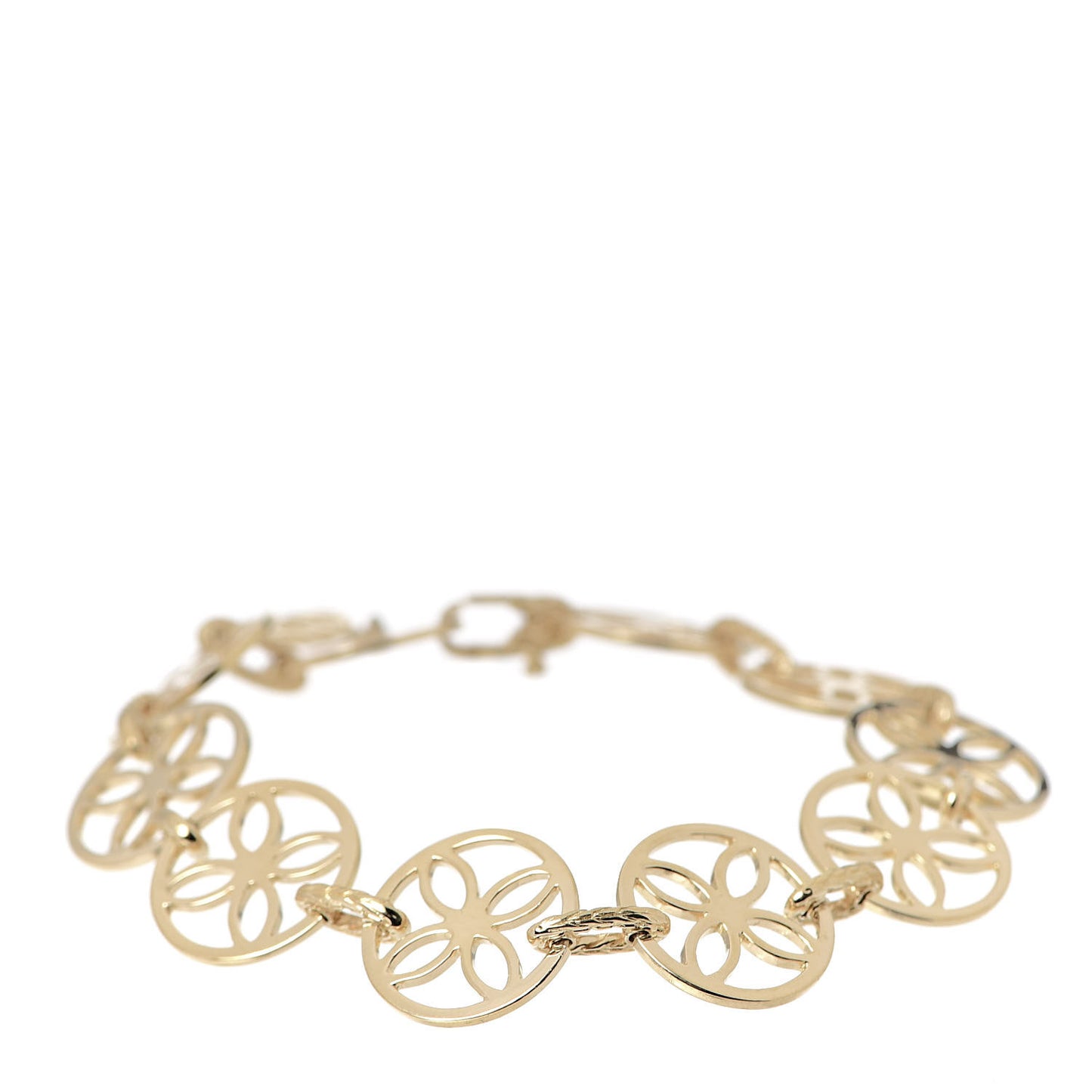 18K Yellow Gold Circular Floral Link Bracelet
