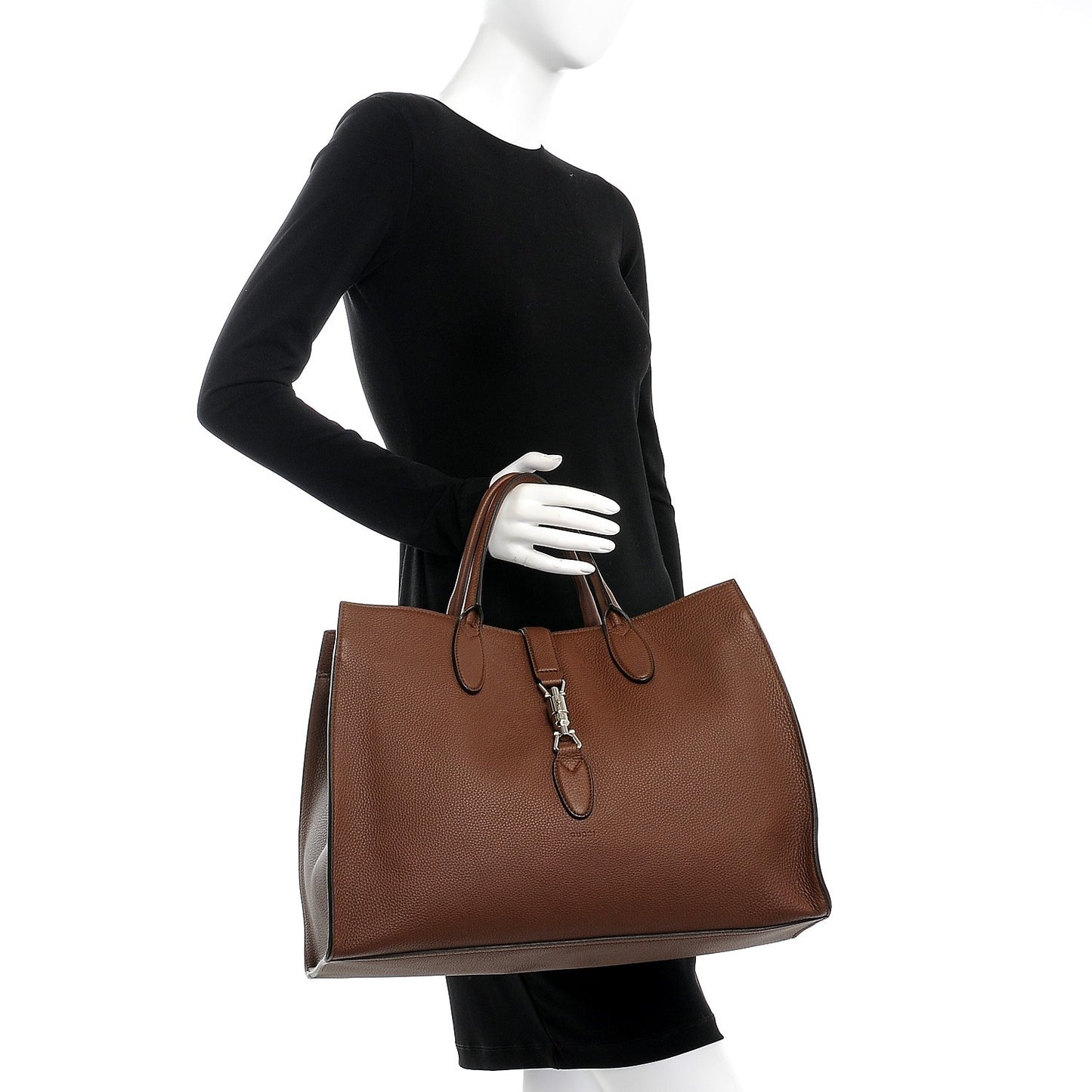 Soft Calfskin Medium Jackie Top Handle Bag Nut Brown
