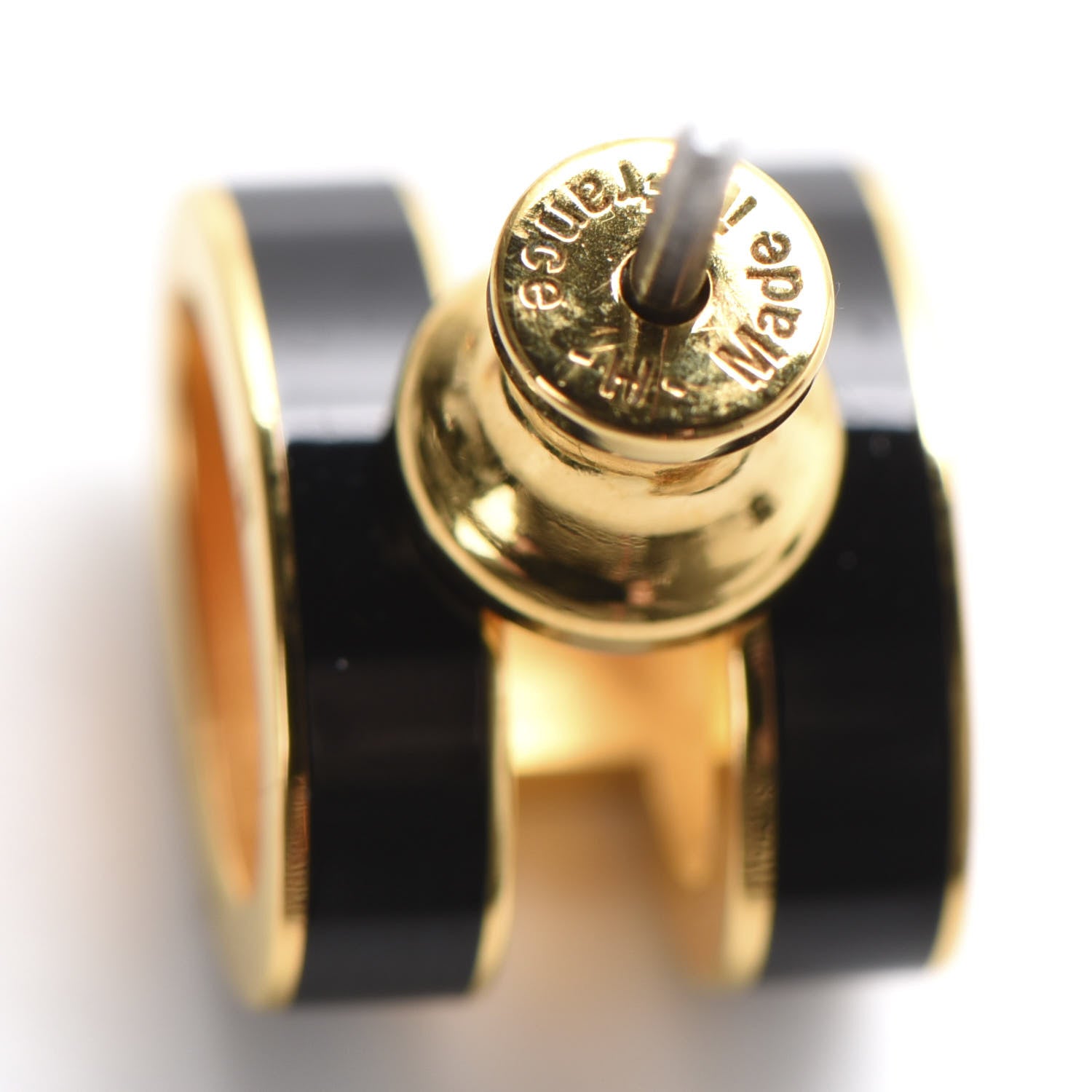 Hermes Gold Lacquered Pop H Earrings Black 4 of 5