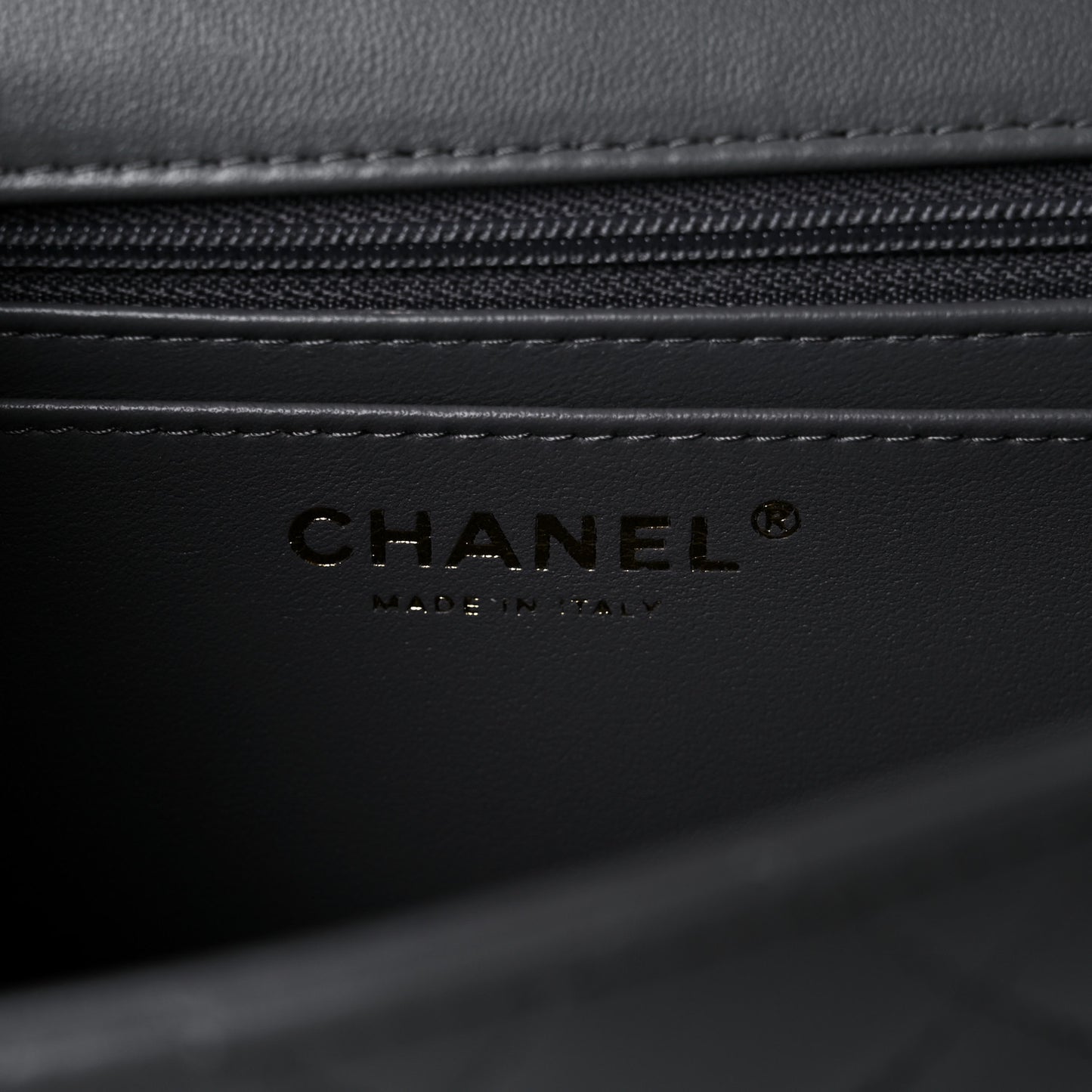 Lambskin Quilted Mini Top Handle Rectangular Flap Dark Grey