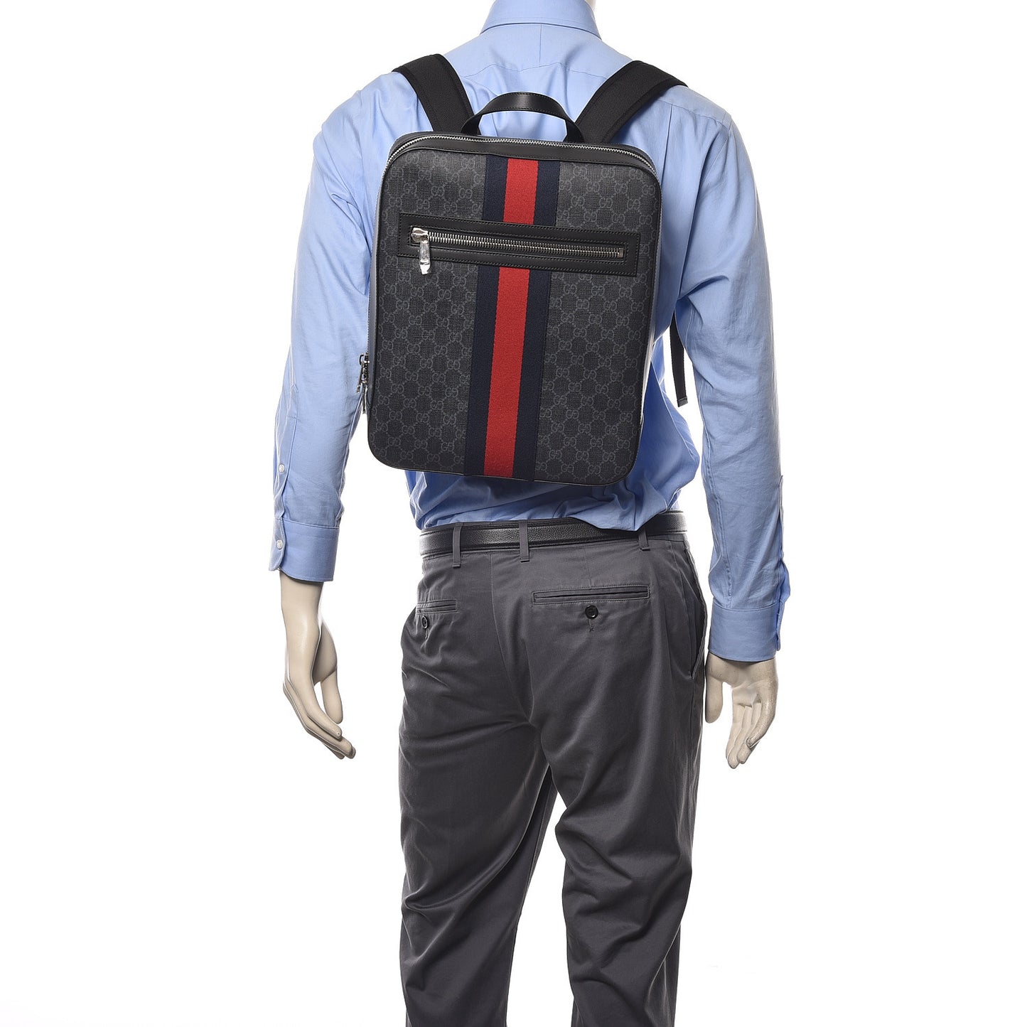 GG Supreme Monogram Web Tote Backpack Black Grey