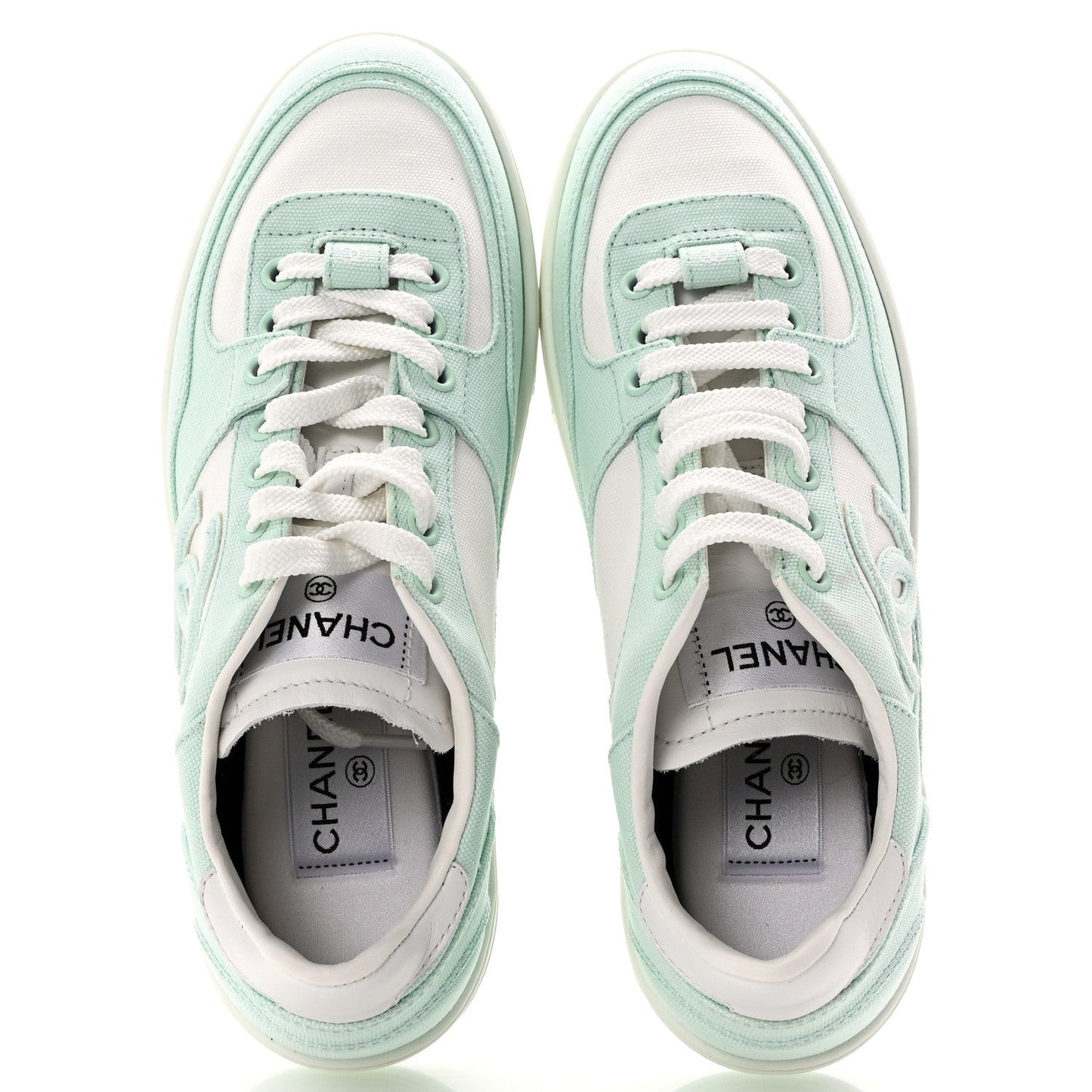 Cotton Sneakers  38.5 Light Turquoise White