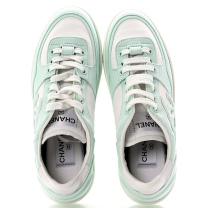 Chanel Cotton Sneakers  38.5 Light Turquoise White 2 of 7