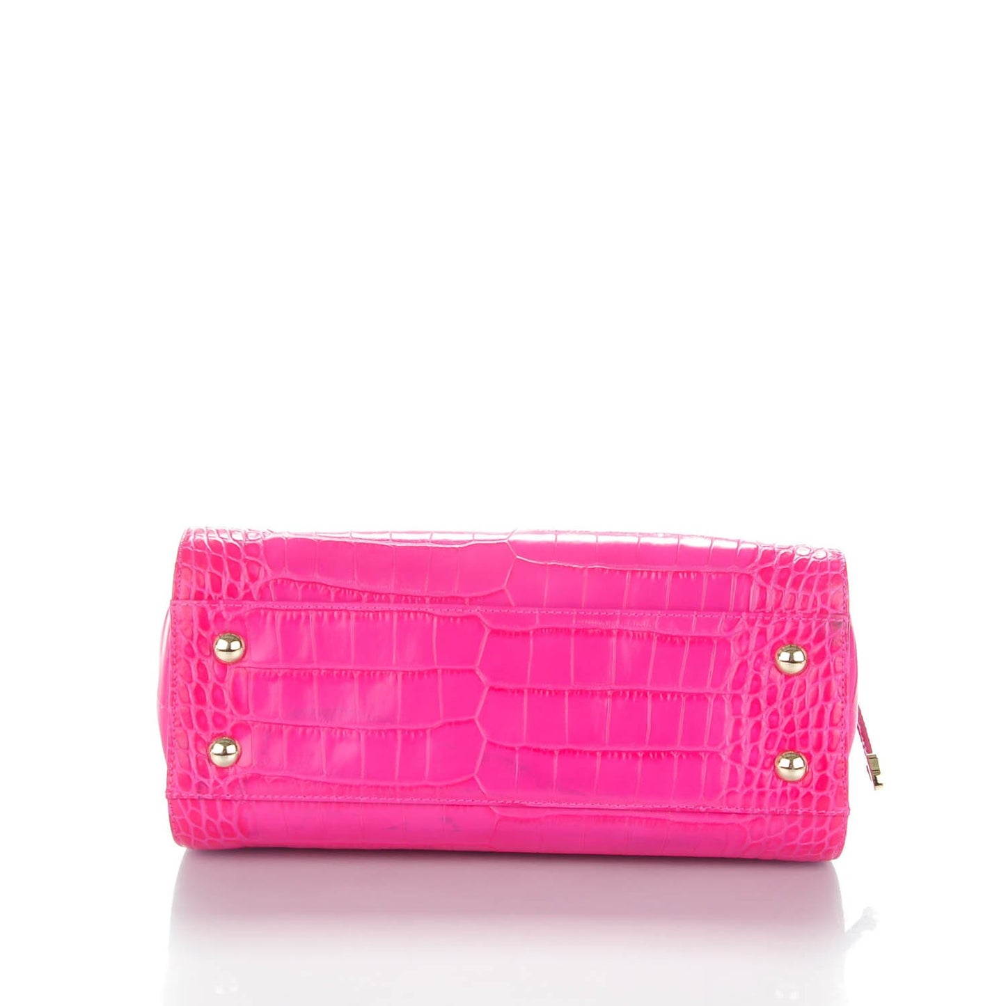 Calfskin Crocodile Embossed Medium Rosalie Satchel Fuchsia
