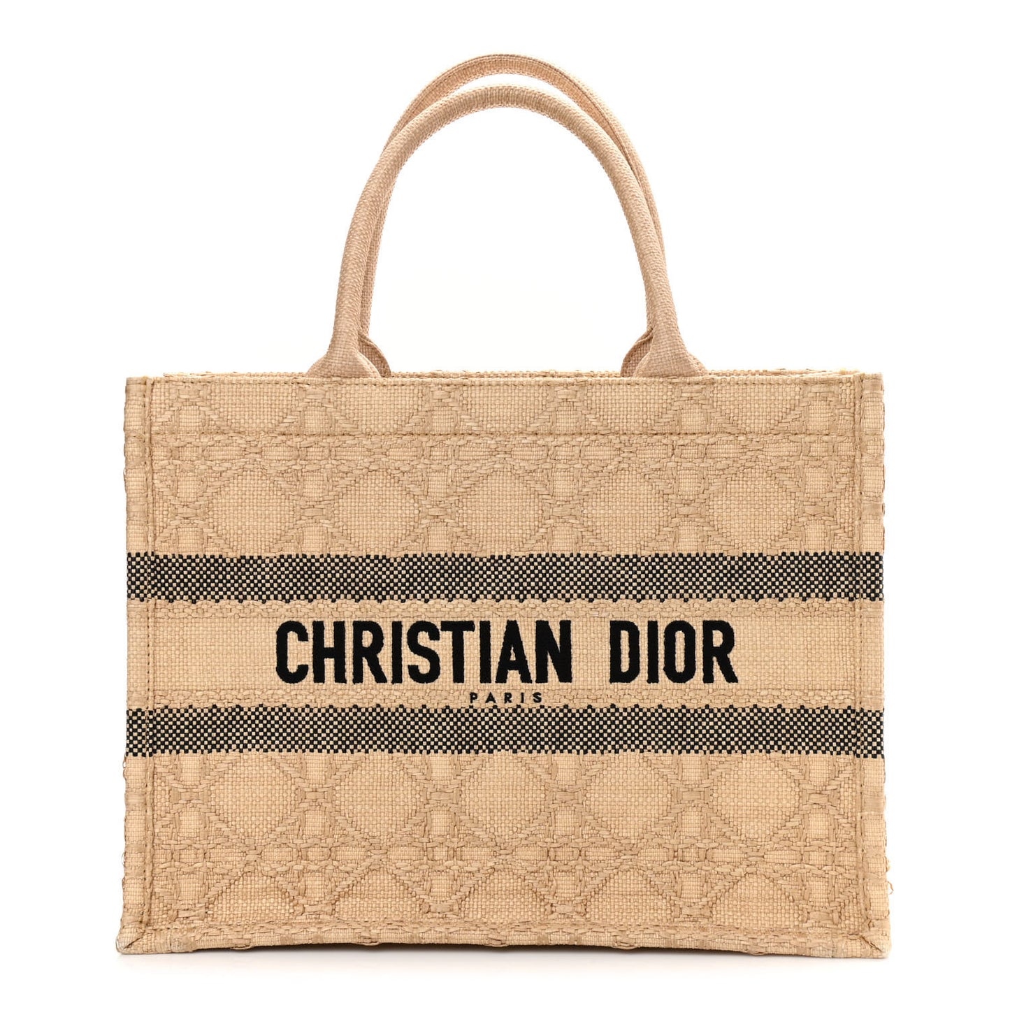 Raffia Cannage Medium Book Tote Natural