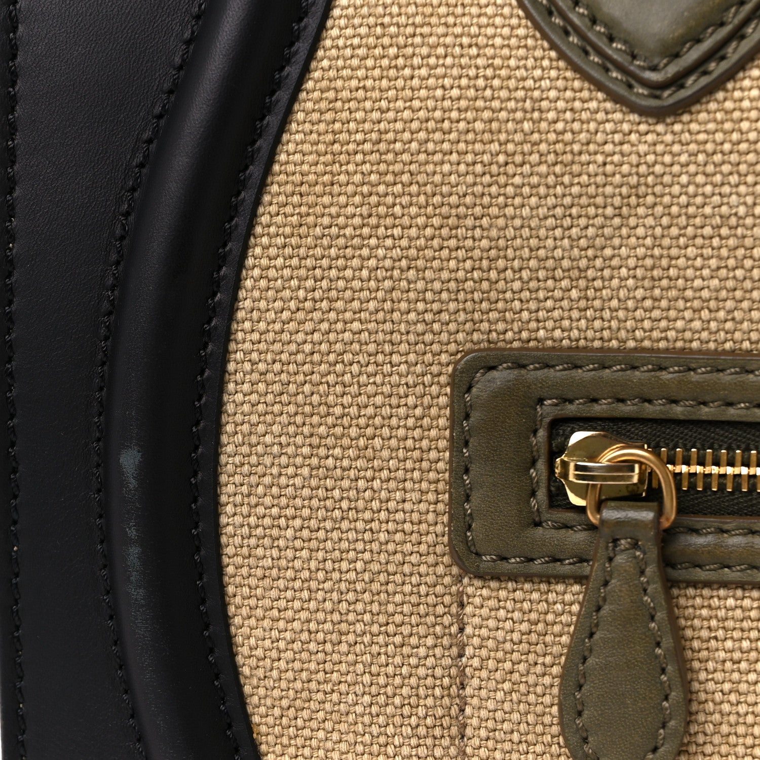 Celine Natural Canvas Calfskin Mini Luggage Beige Black Khaki 12 of 13