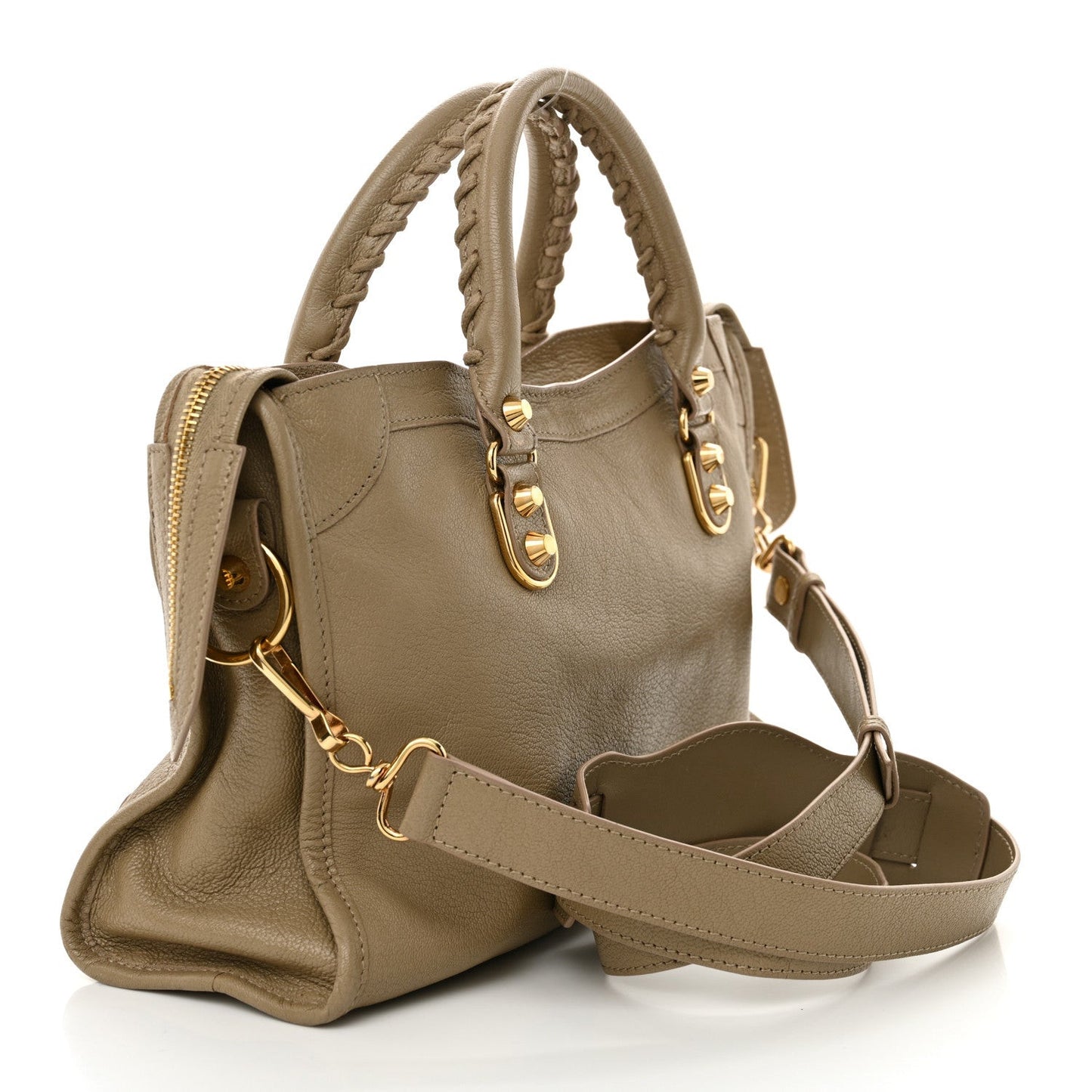 Chevre Gold Metallic Edge Hardware City Beige Latte