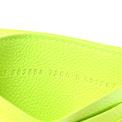 Balenciaga Grained Calfskin Logo Cash Card Holder Fluo Yellow Black 7 of 8