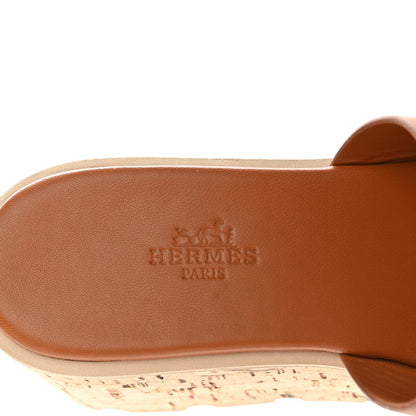 Hermes Calfskin Cork Eze 30 Sandals 36 Marron Glaise 7 of 9