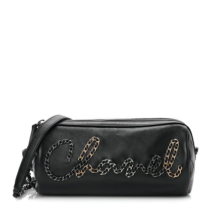 Chanel Calfskin Chain 20s Signature Bowling Bag Black 1 of 10