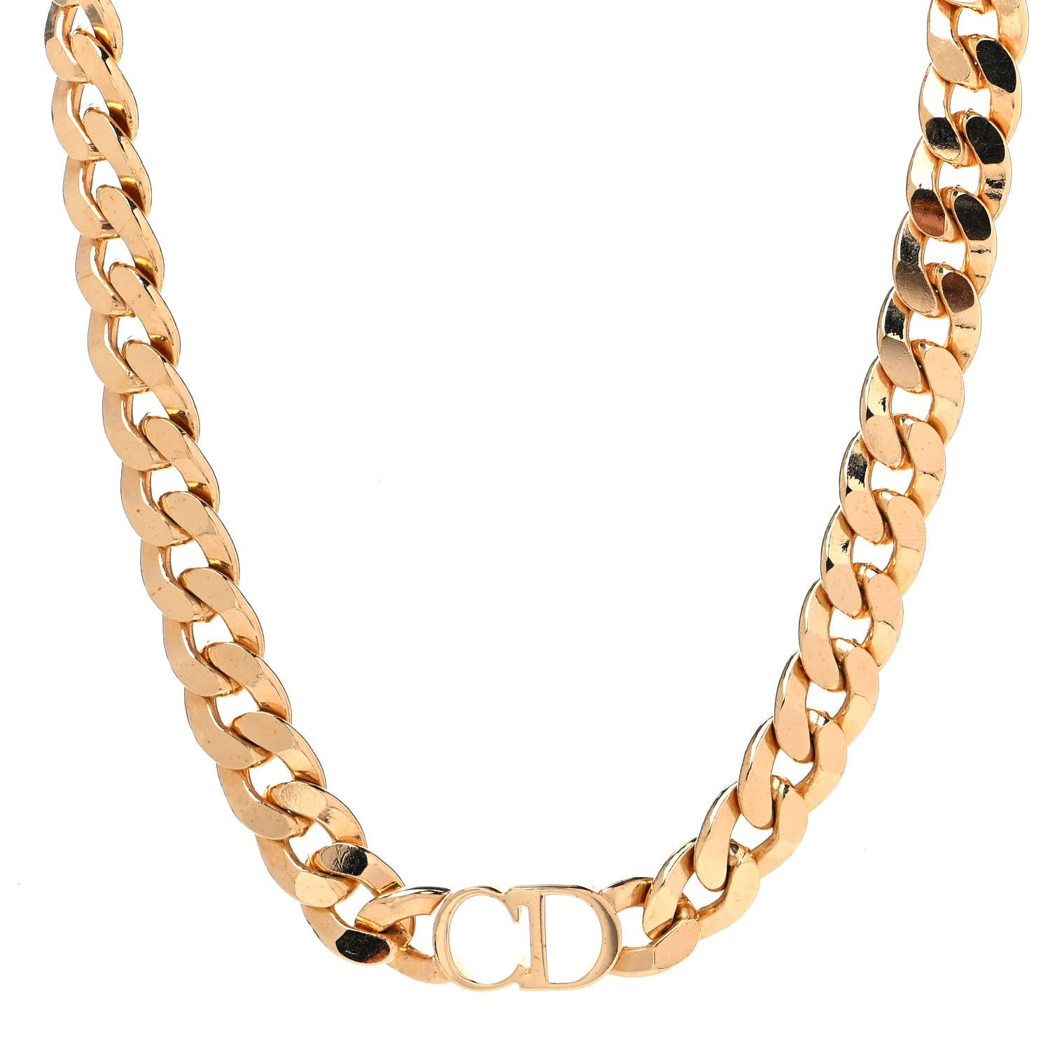 Christian Dior Metal CD Choker Necklace Gold 1 of 4