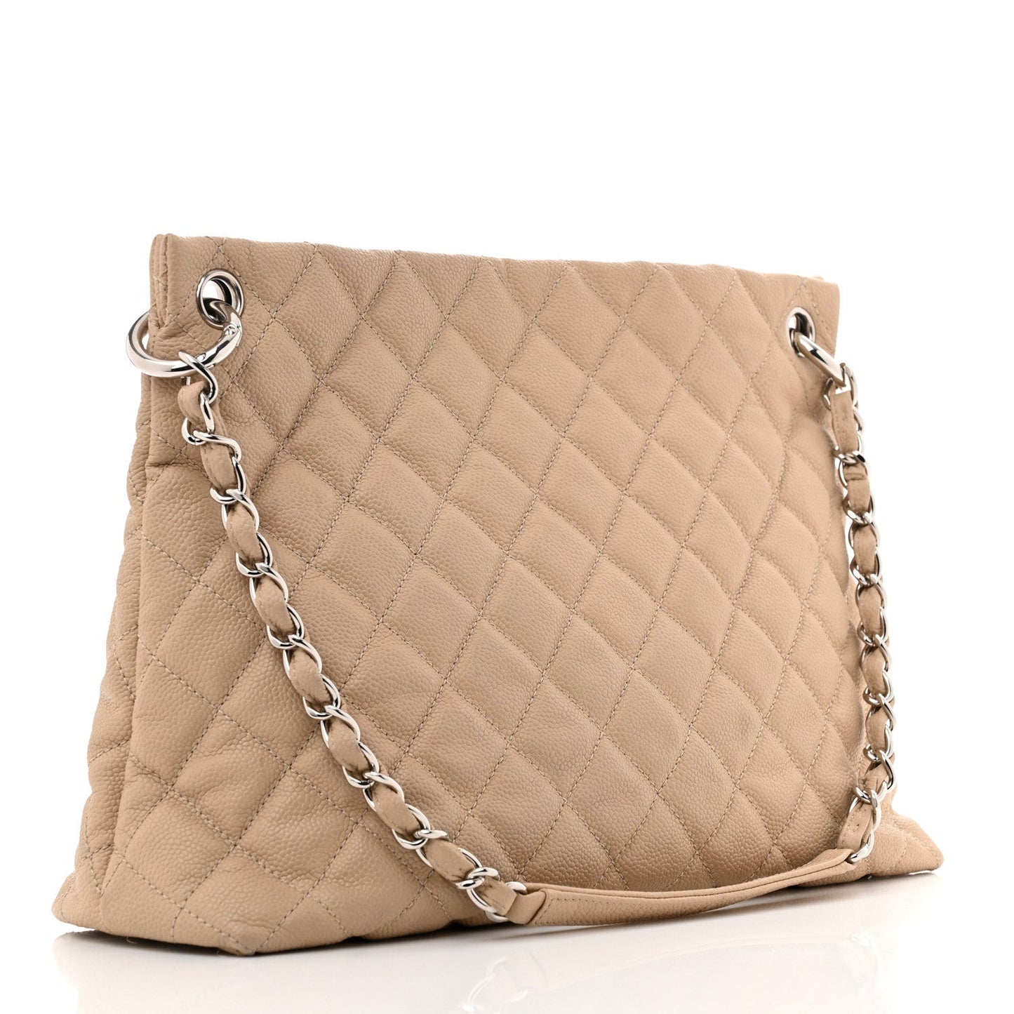 Caviar Quilted Easy Zip Tote Beige Clair