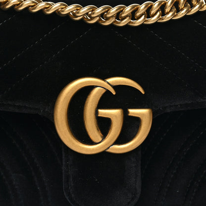 Gucci Velvet Matelasse Mini GG Marmont Shoulder Bag Black 8 of 10