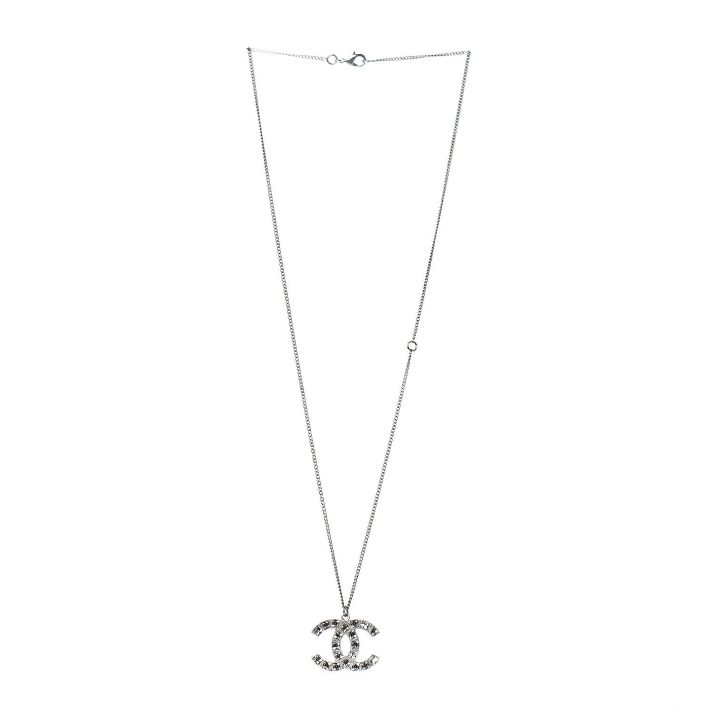 Baguette Crystal CC Necklace Silver